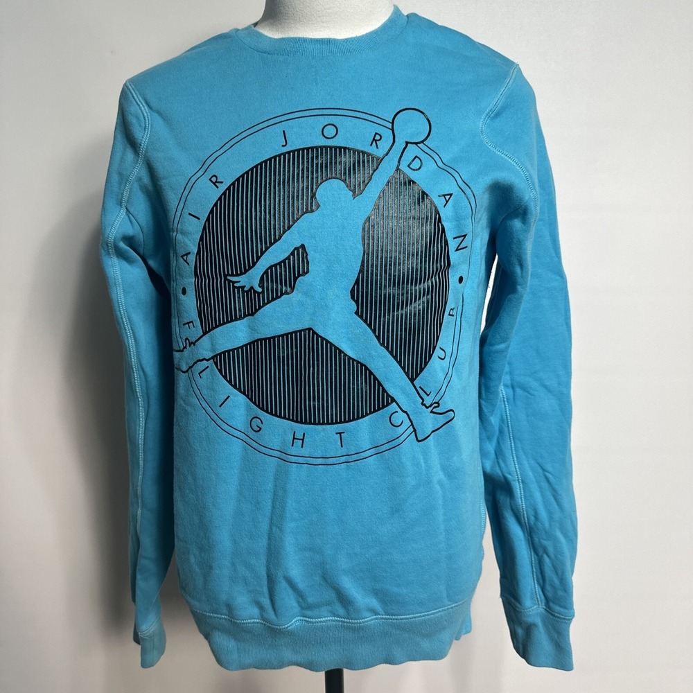 Nike Air Jordan Flight Club Crewneck Sweatshirt Mens M Medium 585544 UNC Blue